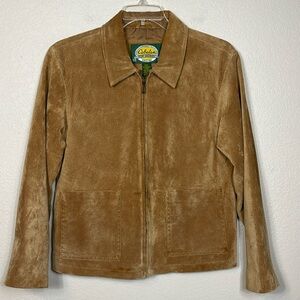 Vintage Cabela's Suede Jacket Medium Tan Full Zip With Front Pockets